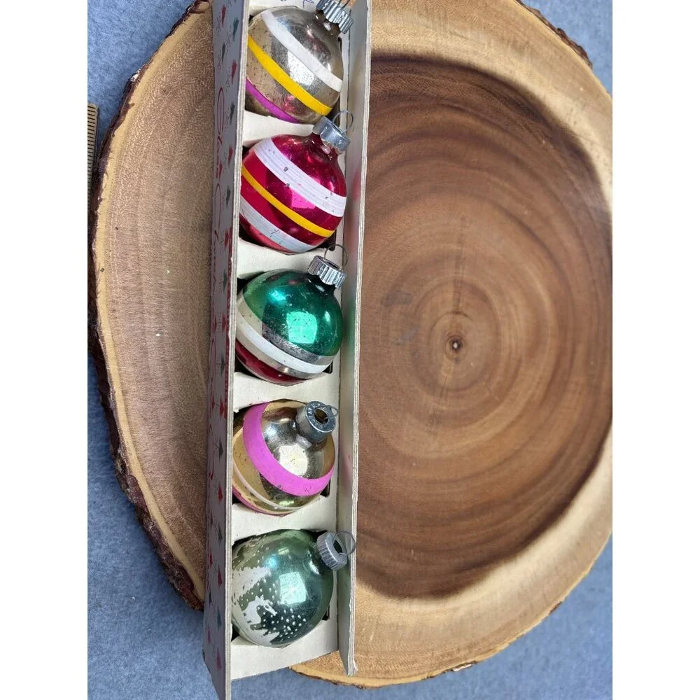 Shiny-Brite Glass Christmas Tree Ornaments Set Vintage - Picture 2 of 14